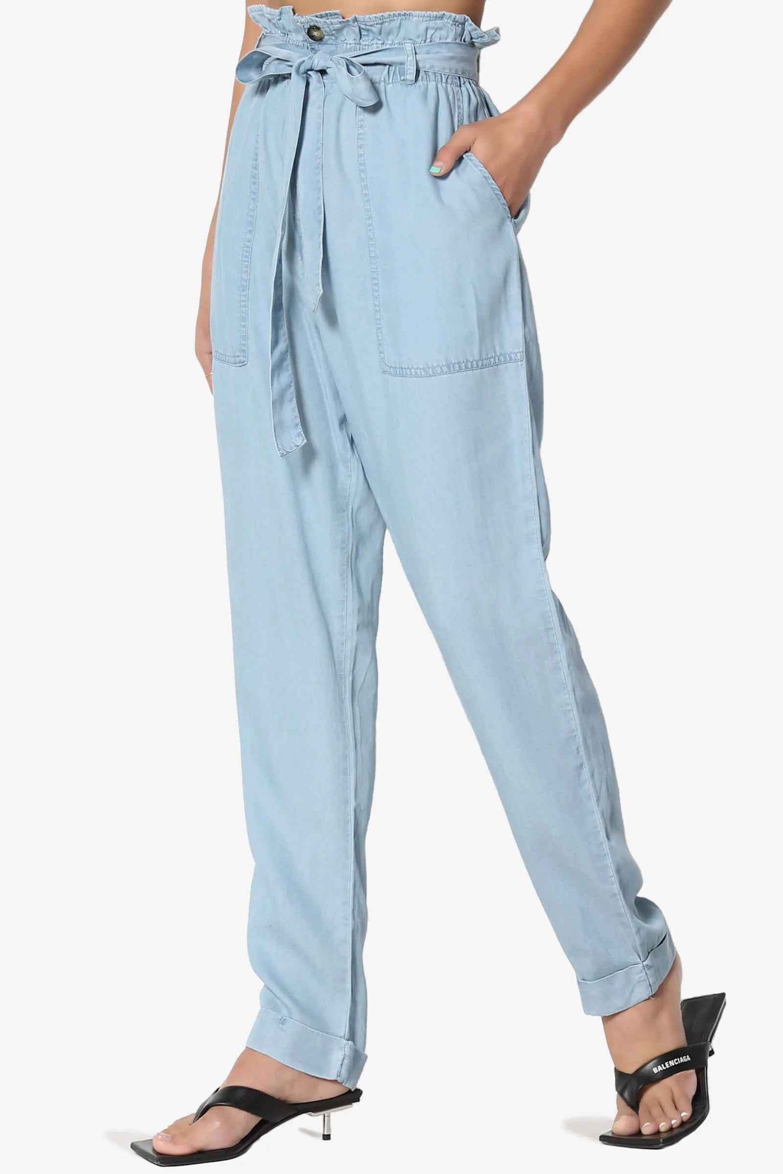 Sadie Chambray Paperbag Waist Pants