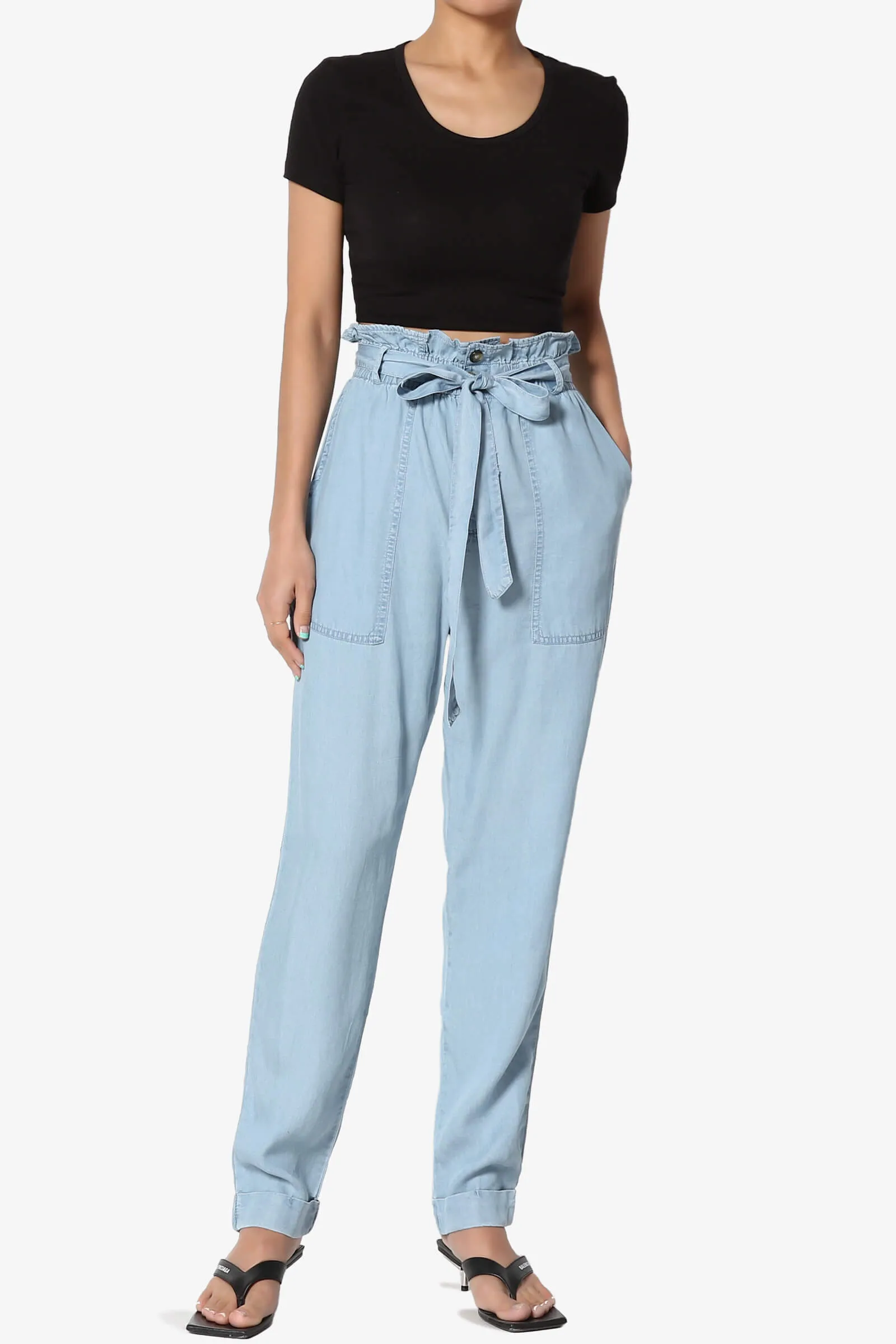 Sadie Chambray Paperbag Waist Pants