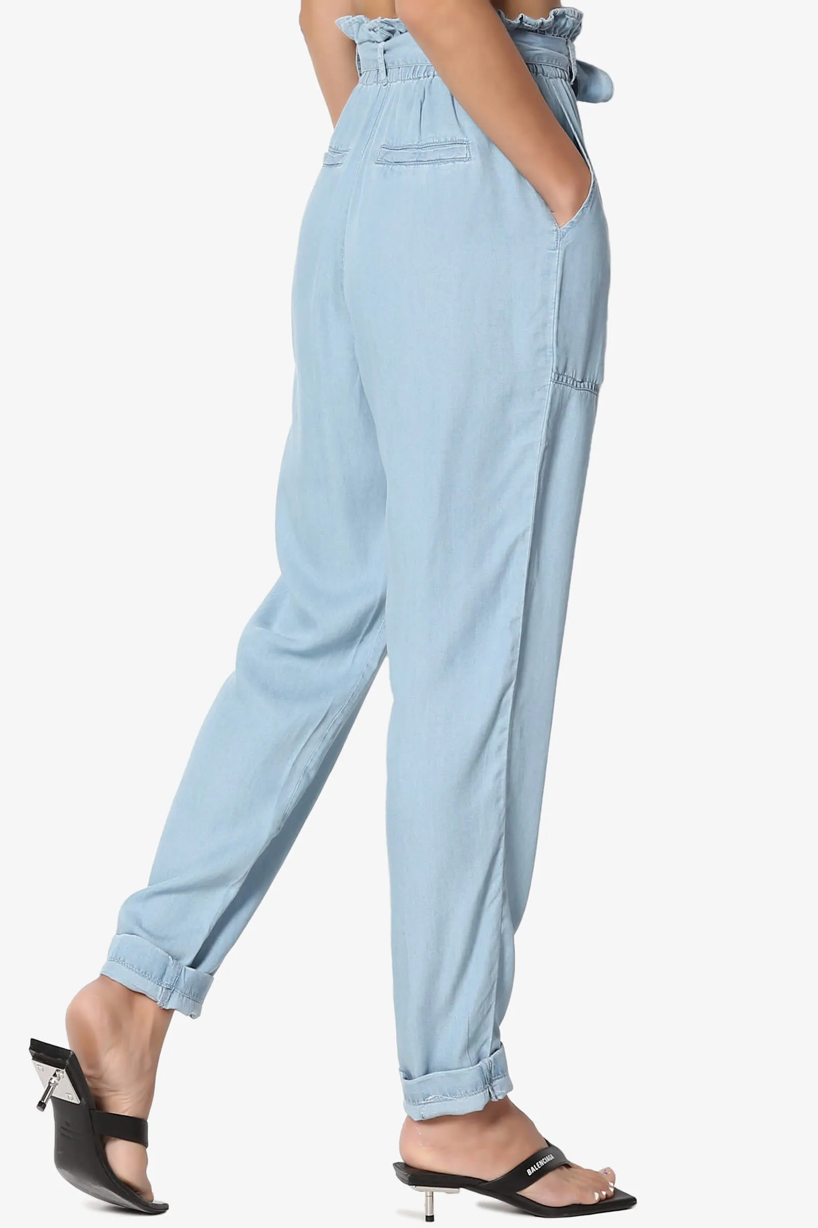 Sadie Chambray Paperbag Waist Pants