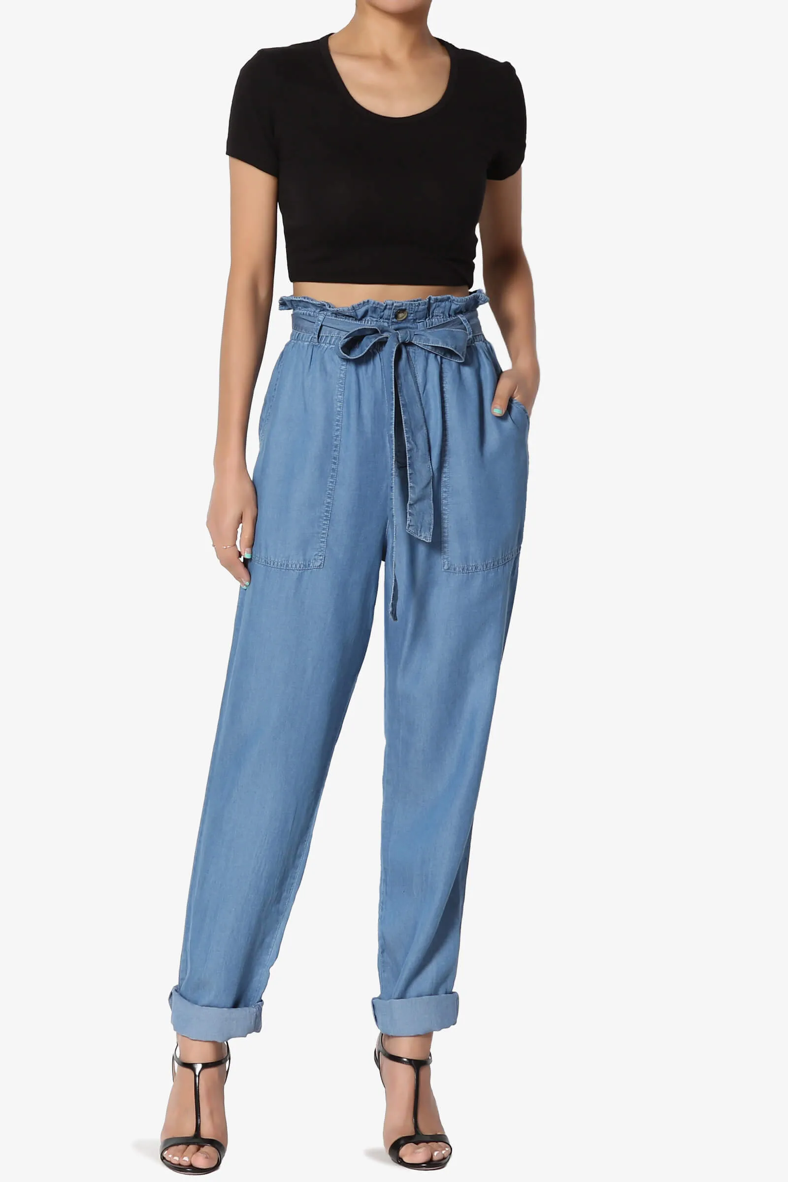 Sadie Chambray Paperbag Waist Pants