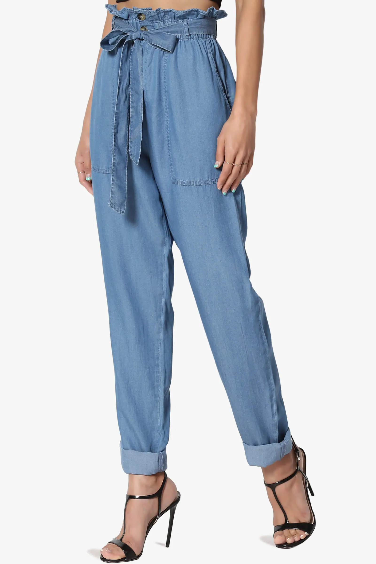 Sadie Chambray Paperbag Waist Pants