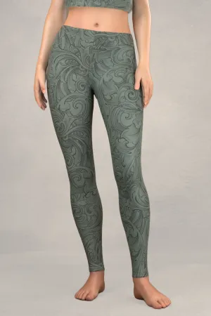 Scrollwork Leggings: Sage