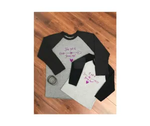She gets it from me (Ladies size: Mommy and Me baseball shirt)