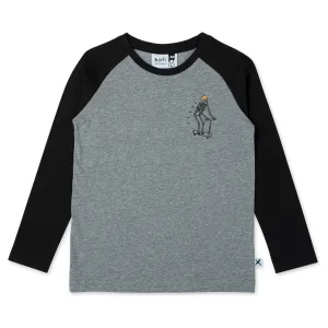 Skeleton Scooter Tee - Charcoal Marle/Black