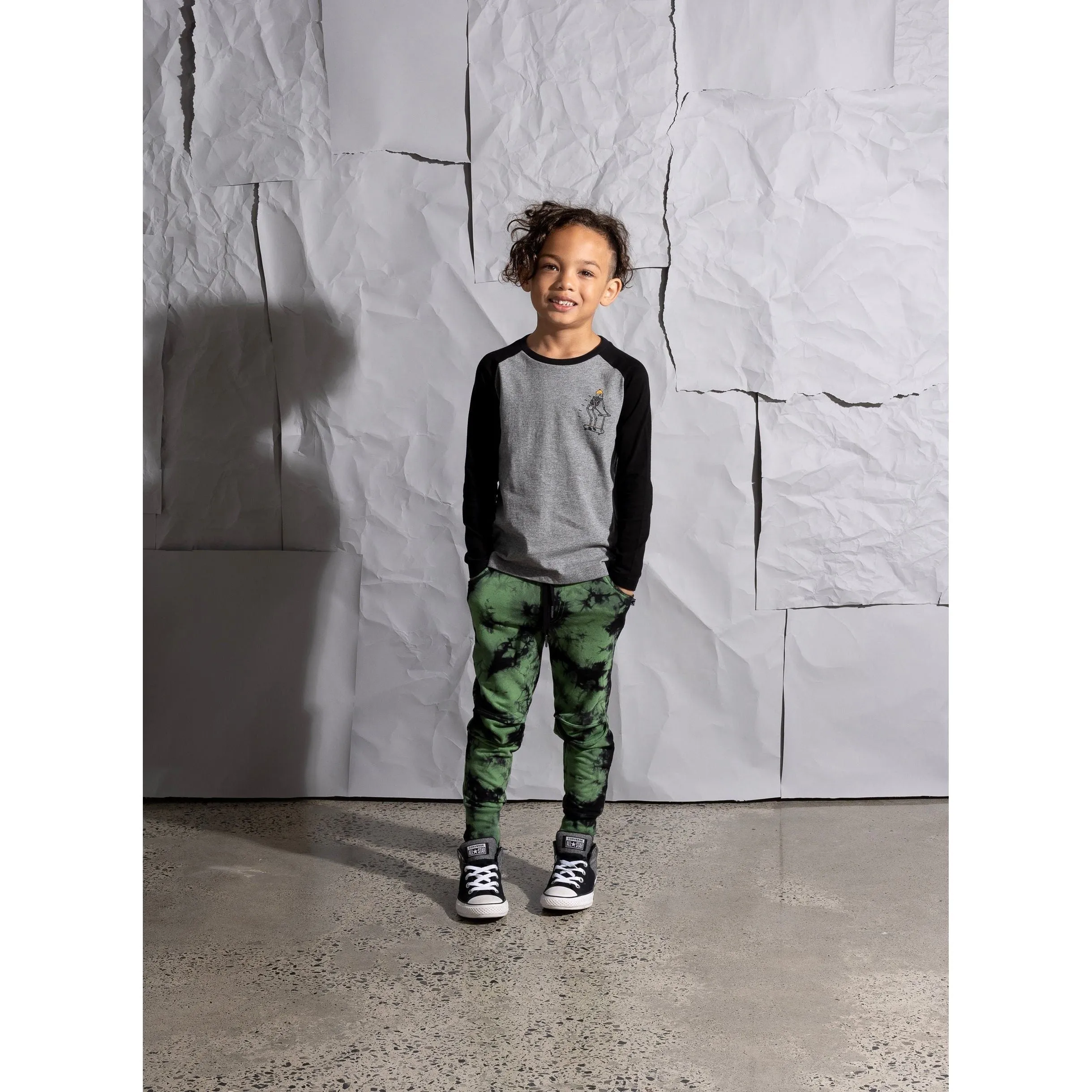 Skeleton Scooter Tee - Charcoal Marle/Black