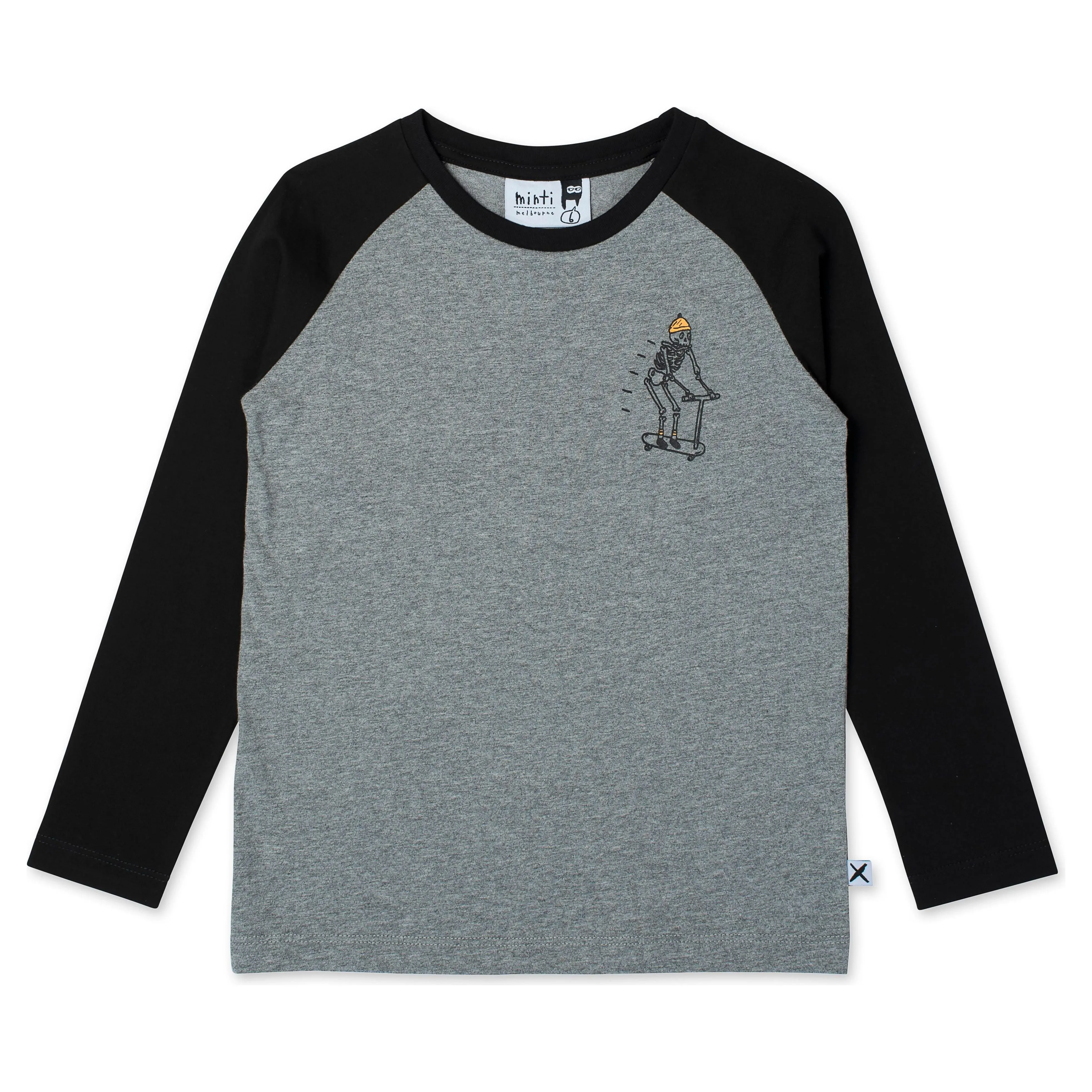 Skeleton Scooter Tee - Charcoal Marle/Black