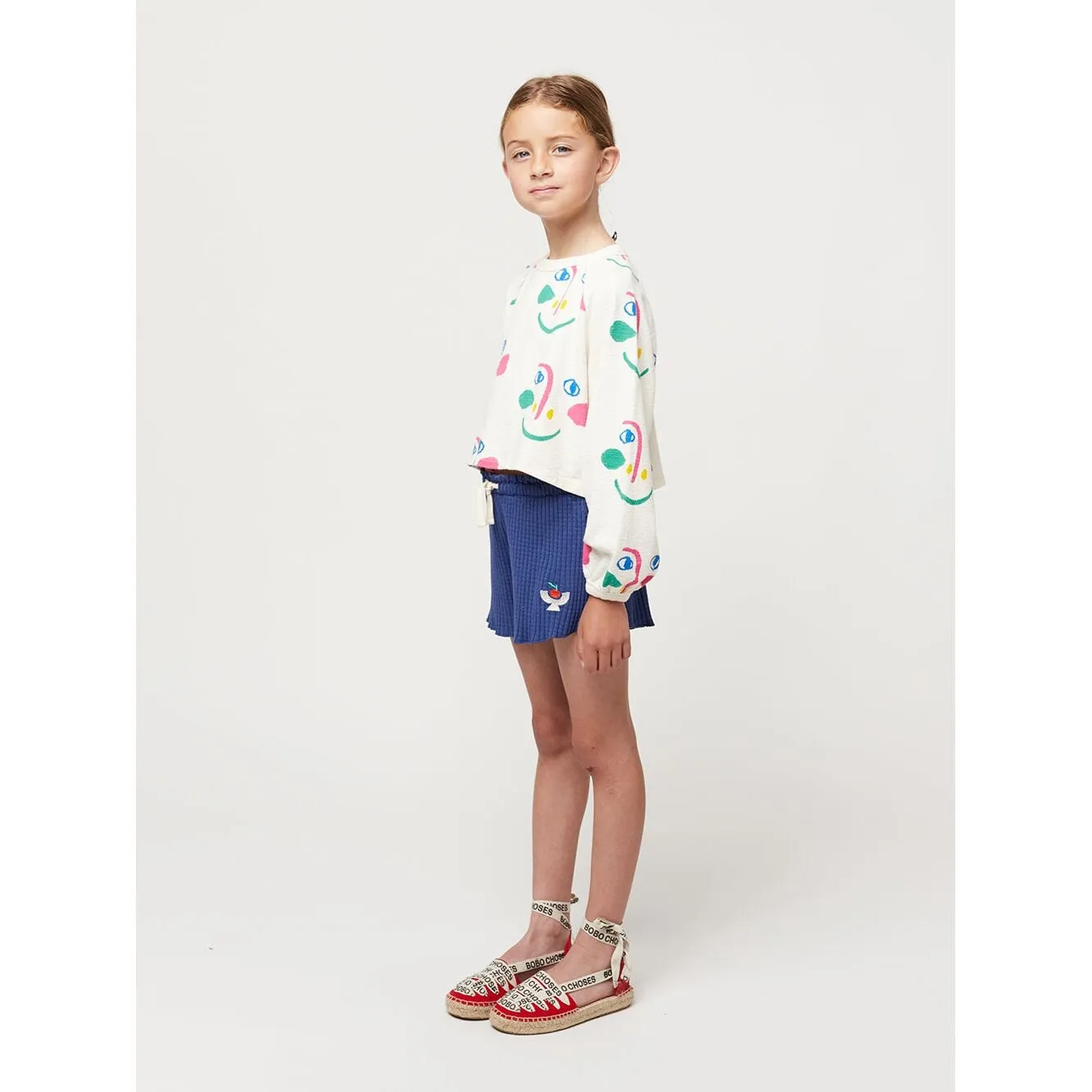 Smiling Mask All Over Raglan Sleeves Cropped Sweatshirt