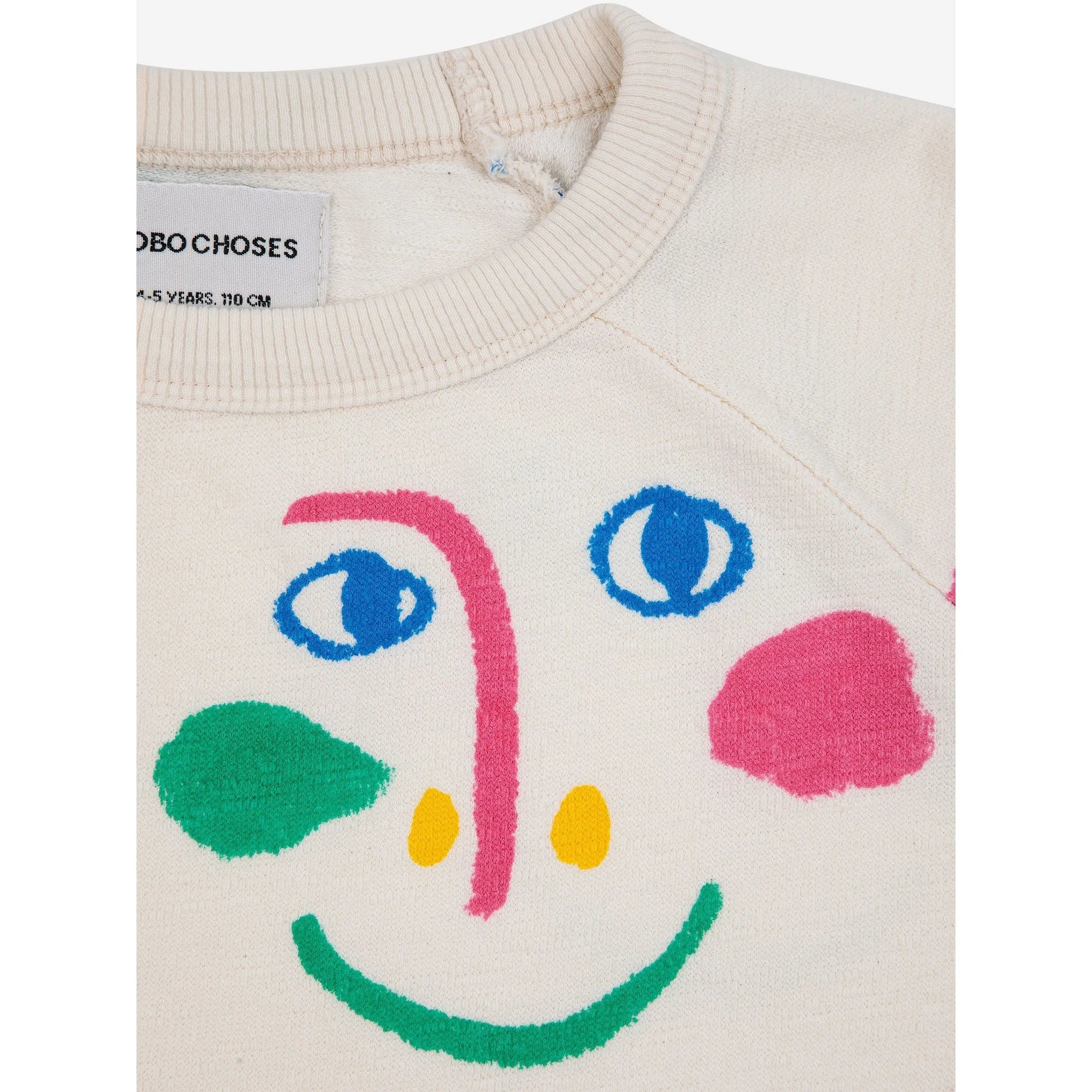 Smiling Mask All Over Raglan Sleeves Cropped Sweatshirt