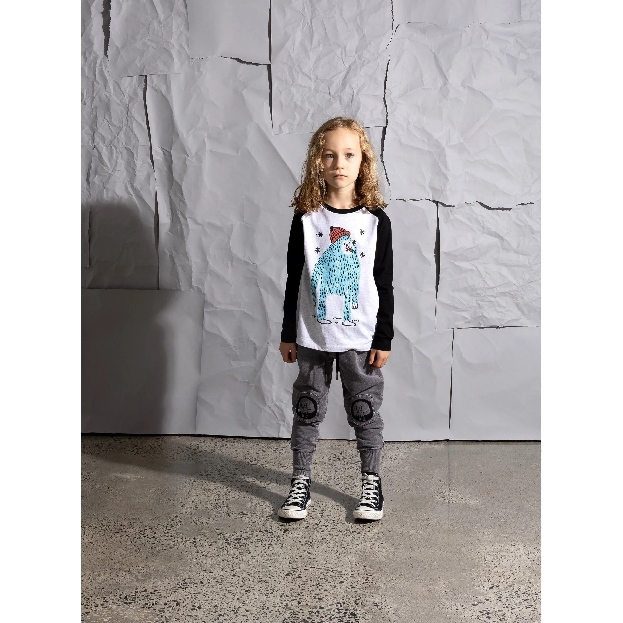 Snowy Yeti Tee - White Marle/Black