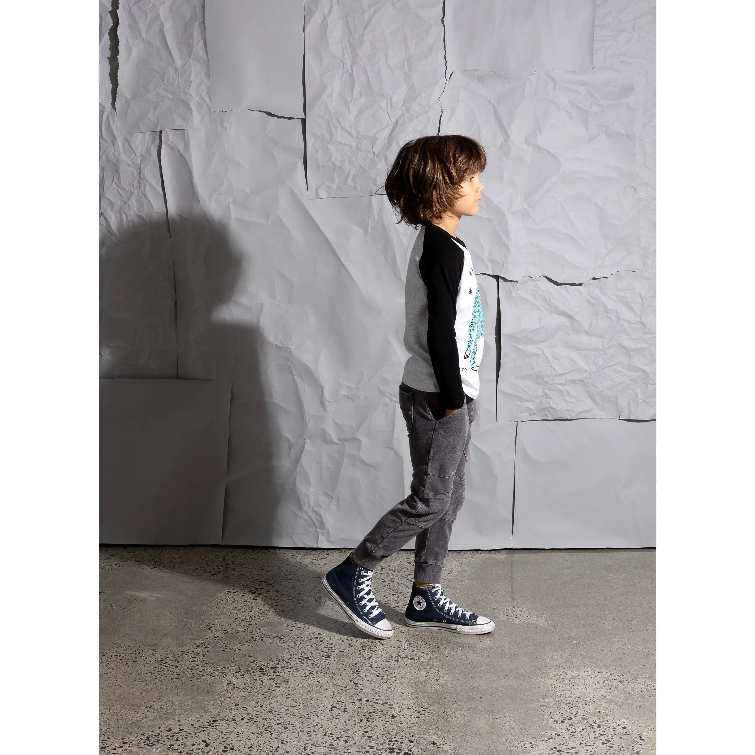 Snowy Yeti Tee - White Marle/Black