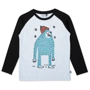 Snowy Yeti Tee - White Marle/Black