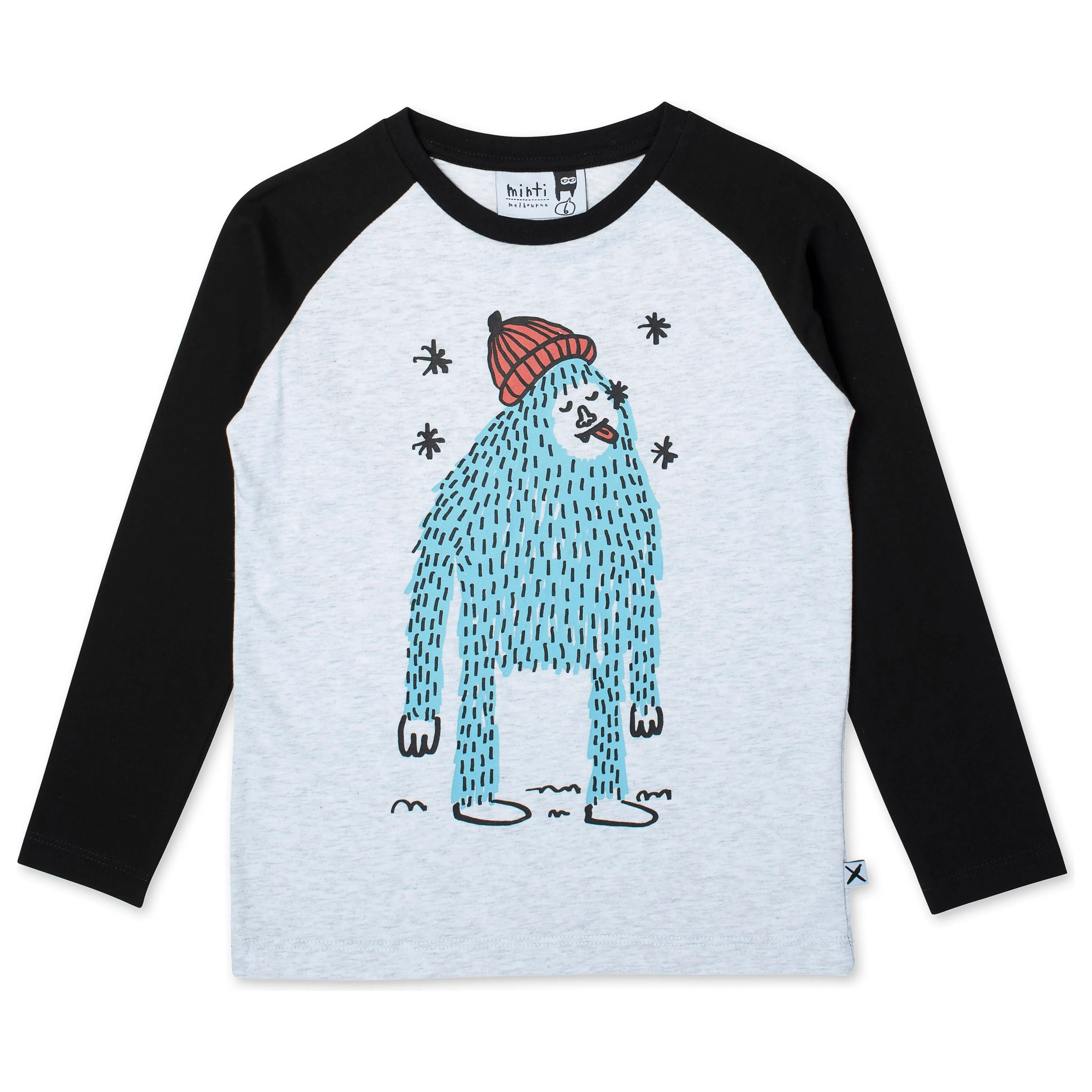 Snowy Yeti Tee - White Marle/Black