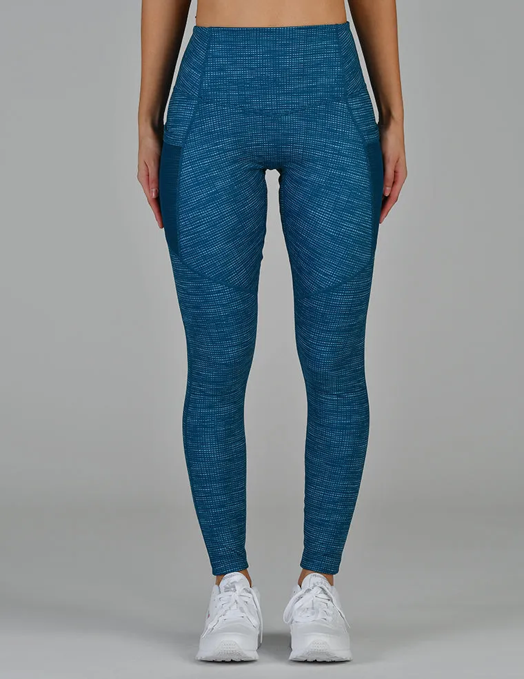 Social Legging: Moroccan Blue Illusionary Print