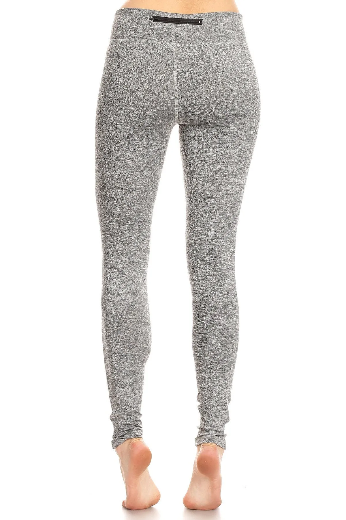 Solid Fitted Style Mesh Panels Leggings