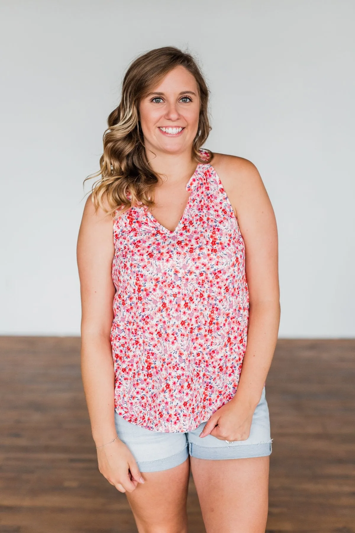 Spaces Between Us V-Neck Tank Top- Shades of Pink