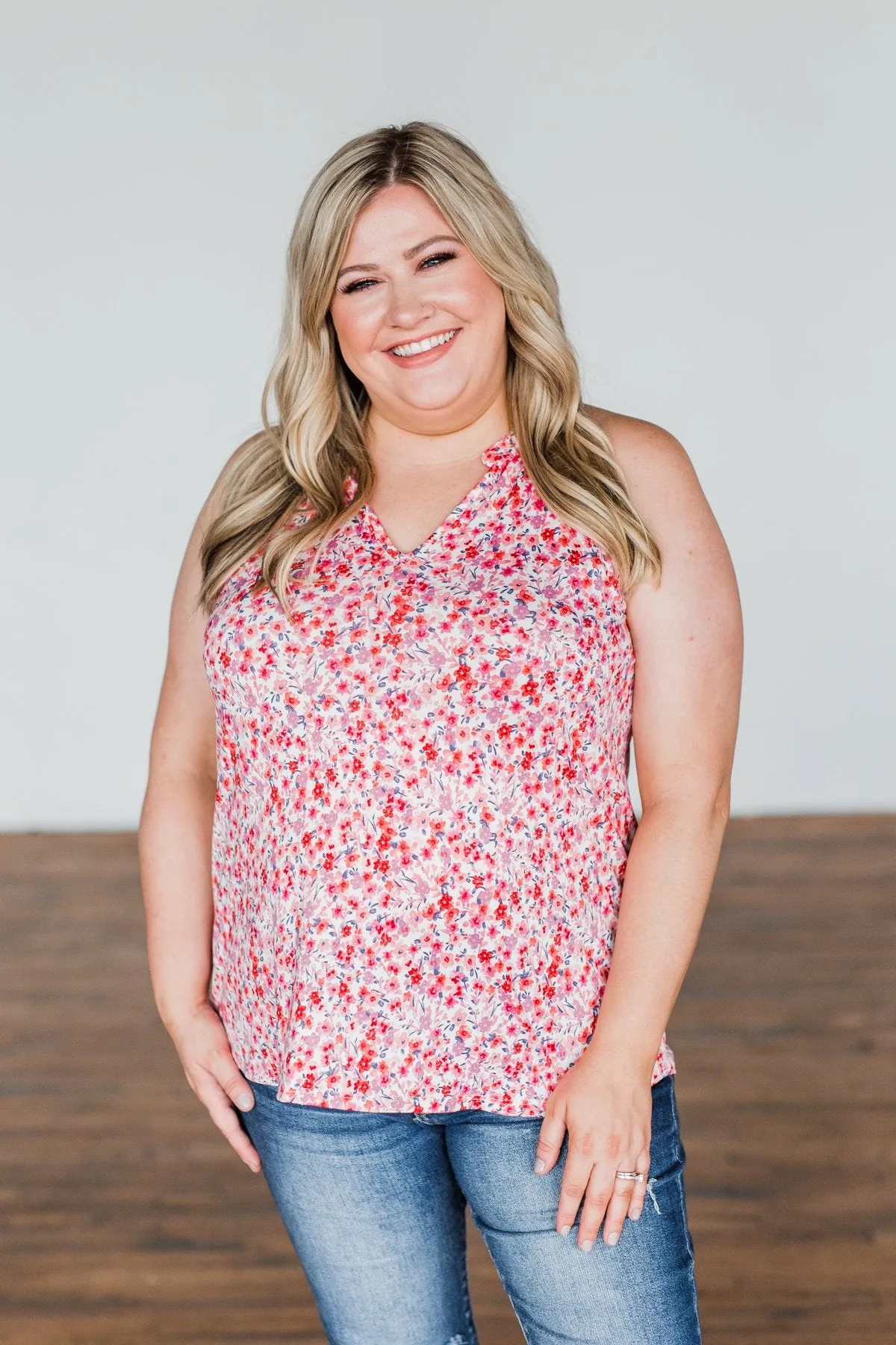 Spaces Between Us V-Neck Tank Top- Shades of Pink