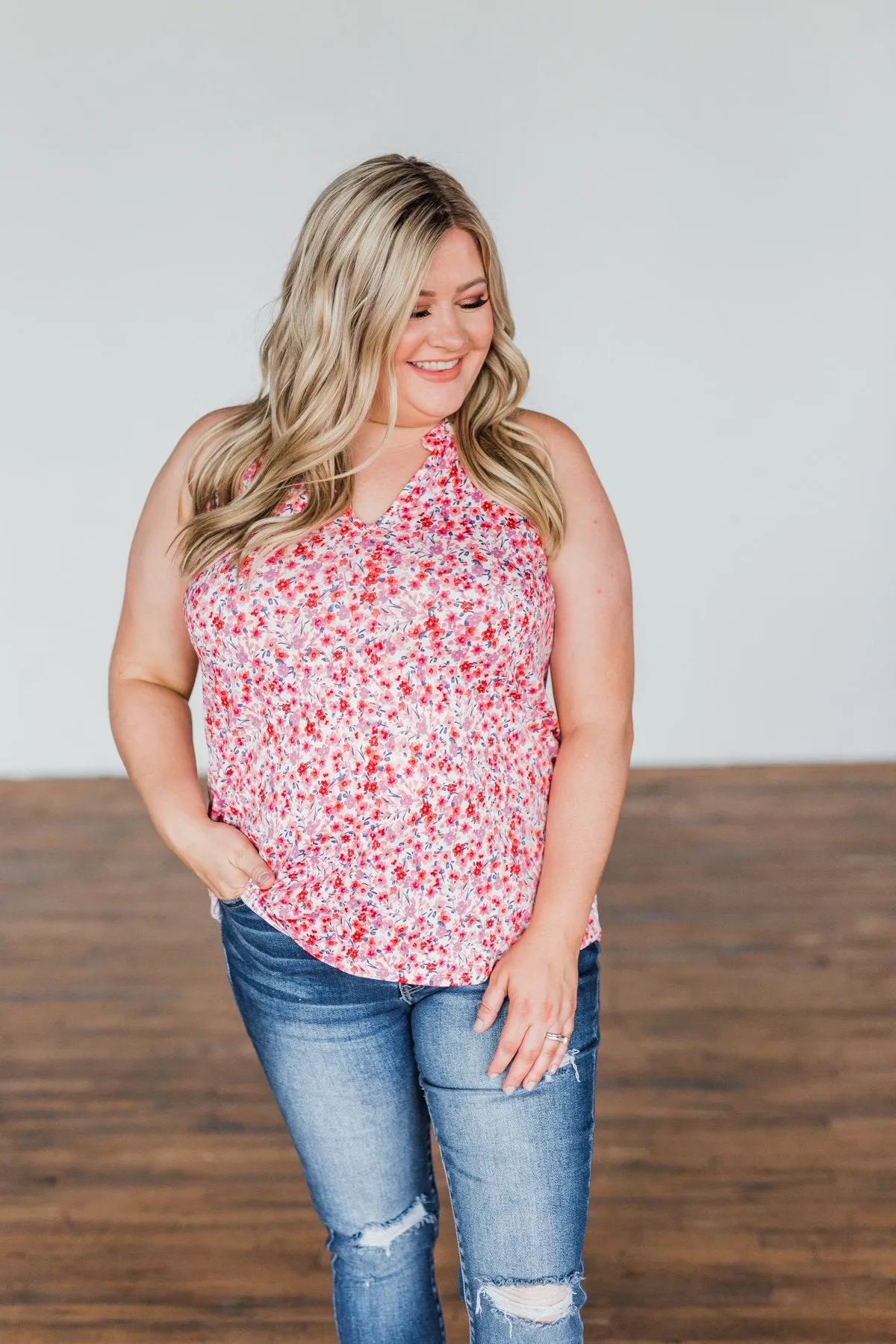 Spaces Between Us V-Neck Tank Top- Shades of Pink