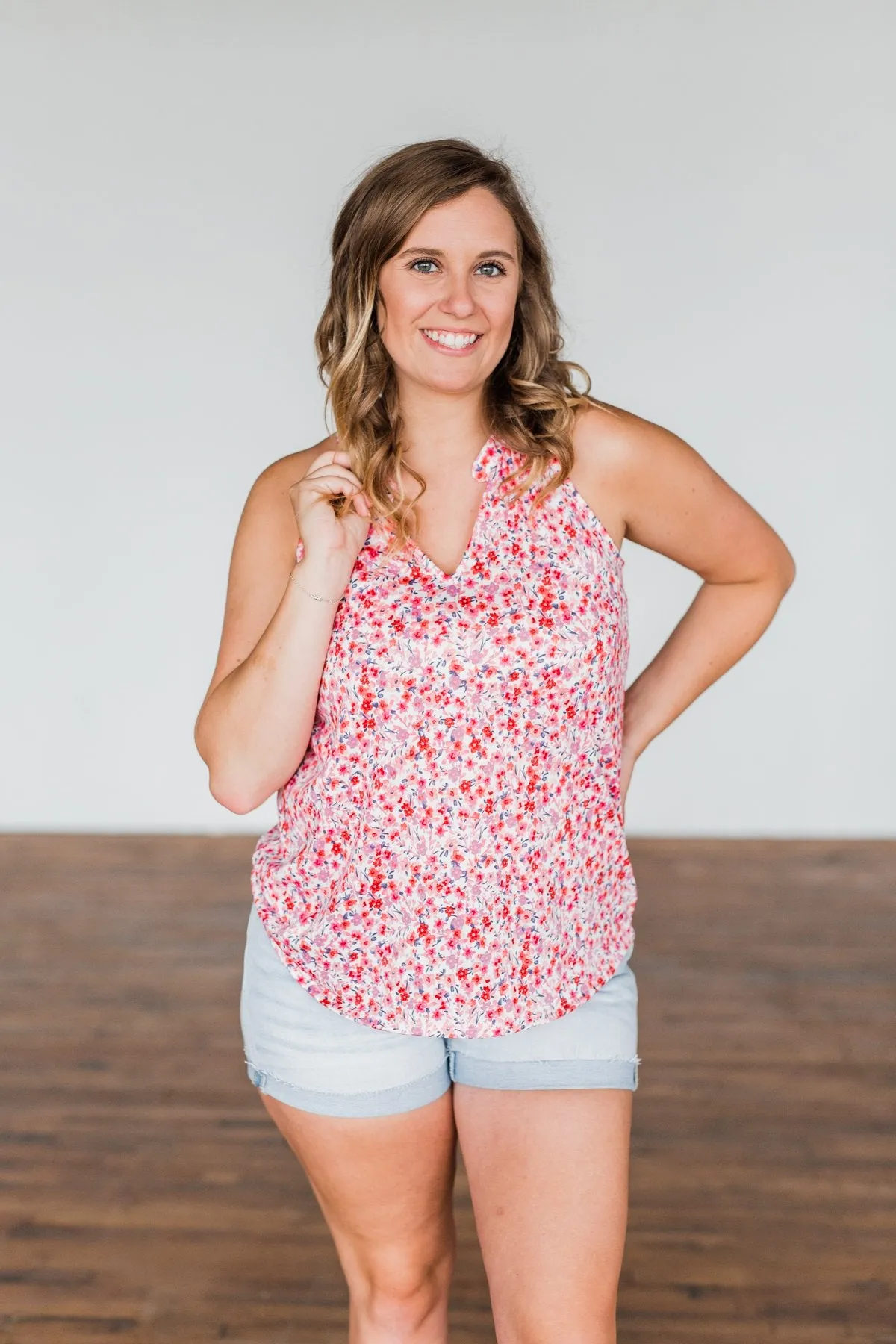 Spaces Between Us V-Neck Tank Top- Shades of Pink