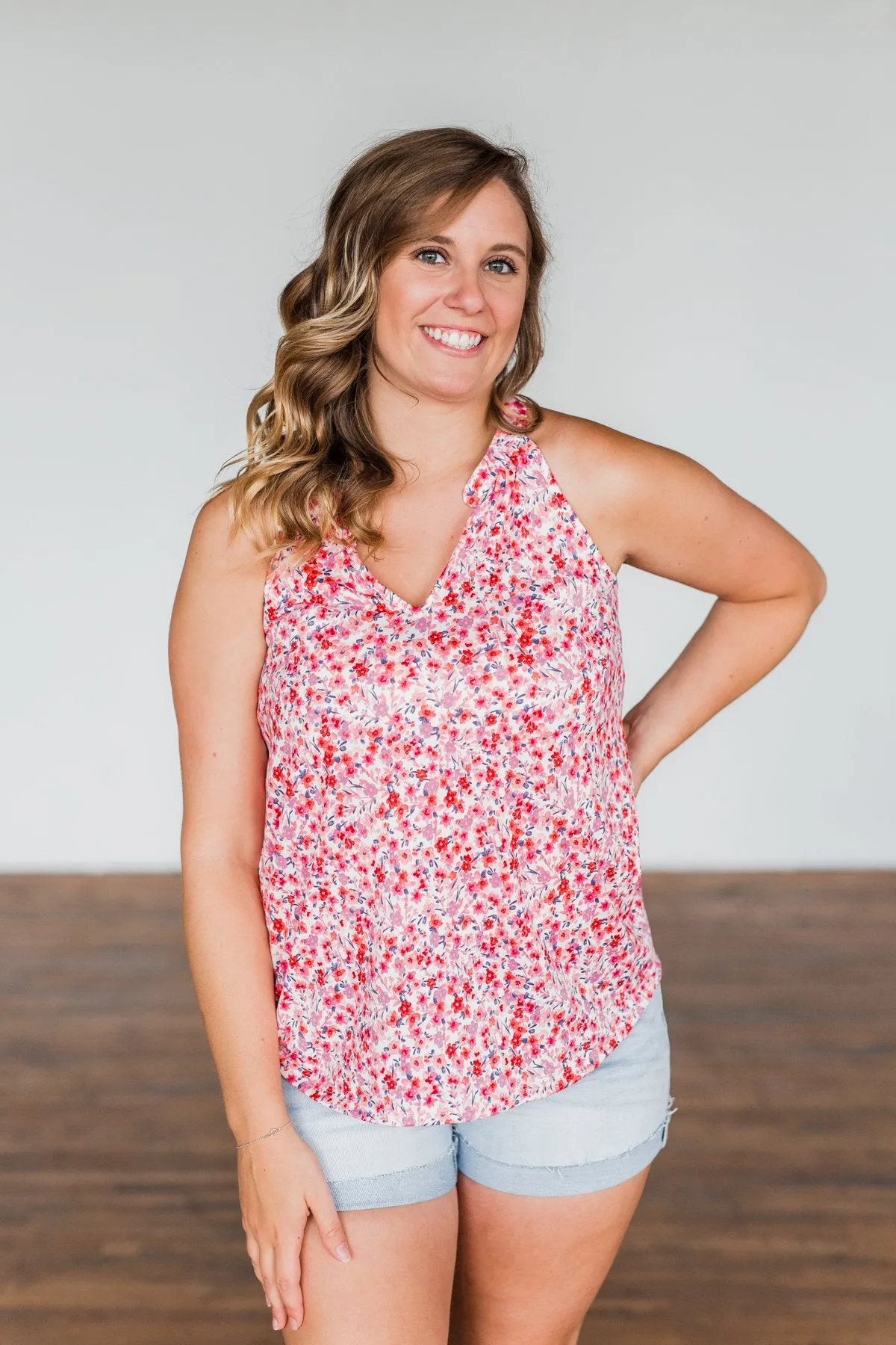 Spaces Between Us V-Neck Tank Top- Shades of Pink