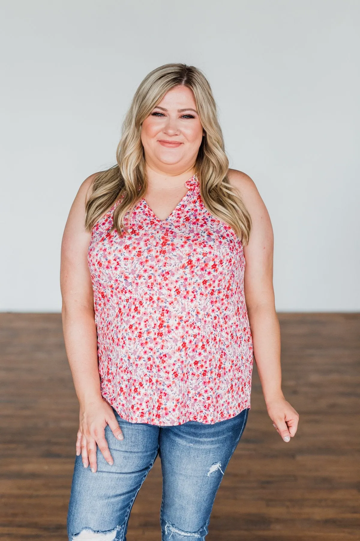 Spaces Between Us V-Neck Tank Top- Shades of Pink