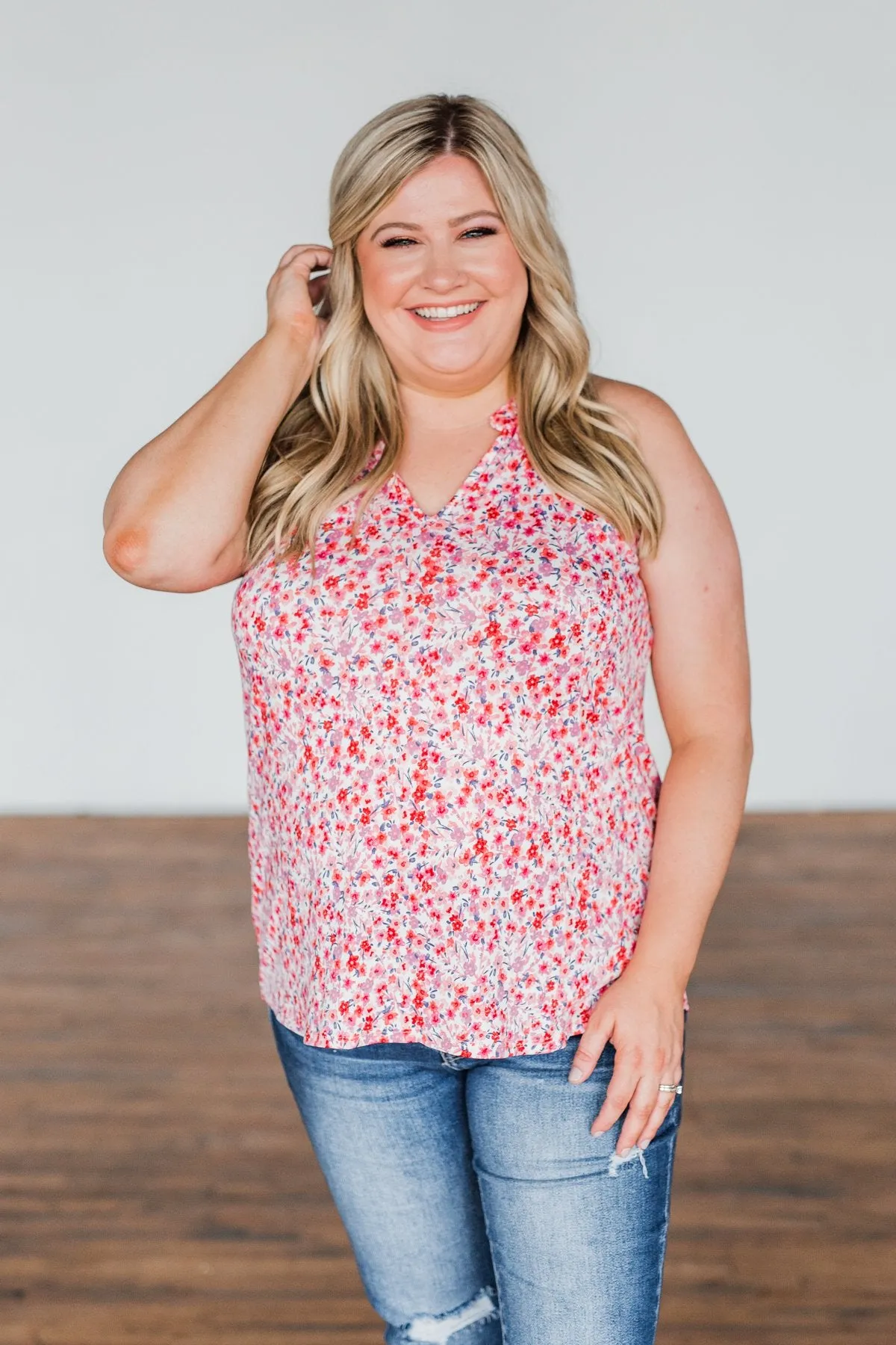 Spaces Between Us V-Neck Tank Top- Shades of Pink