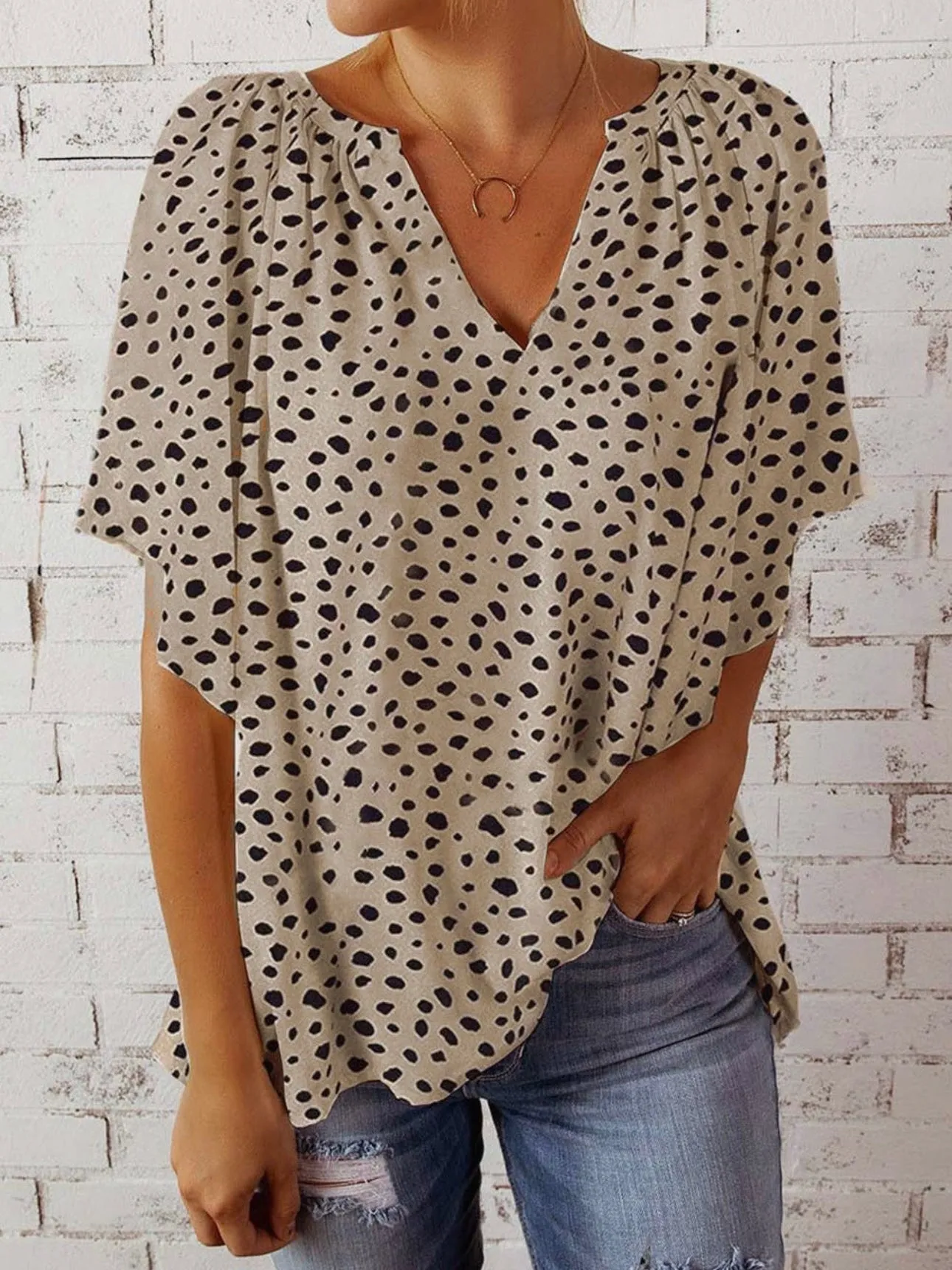 Spotted for You Top: Tan