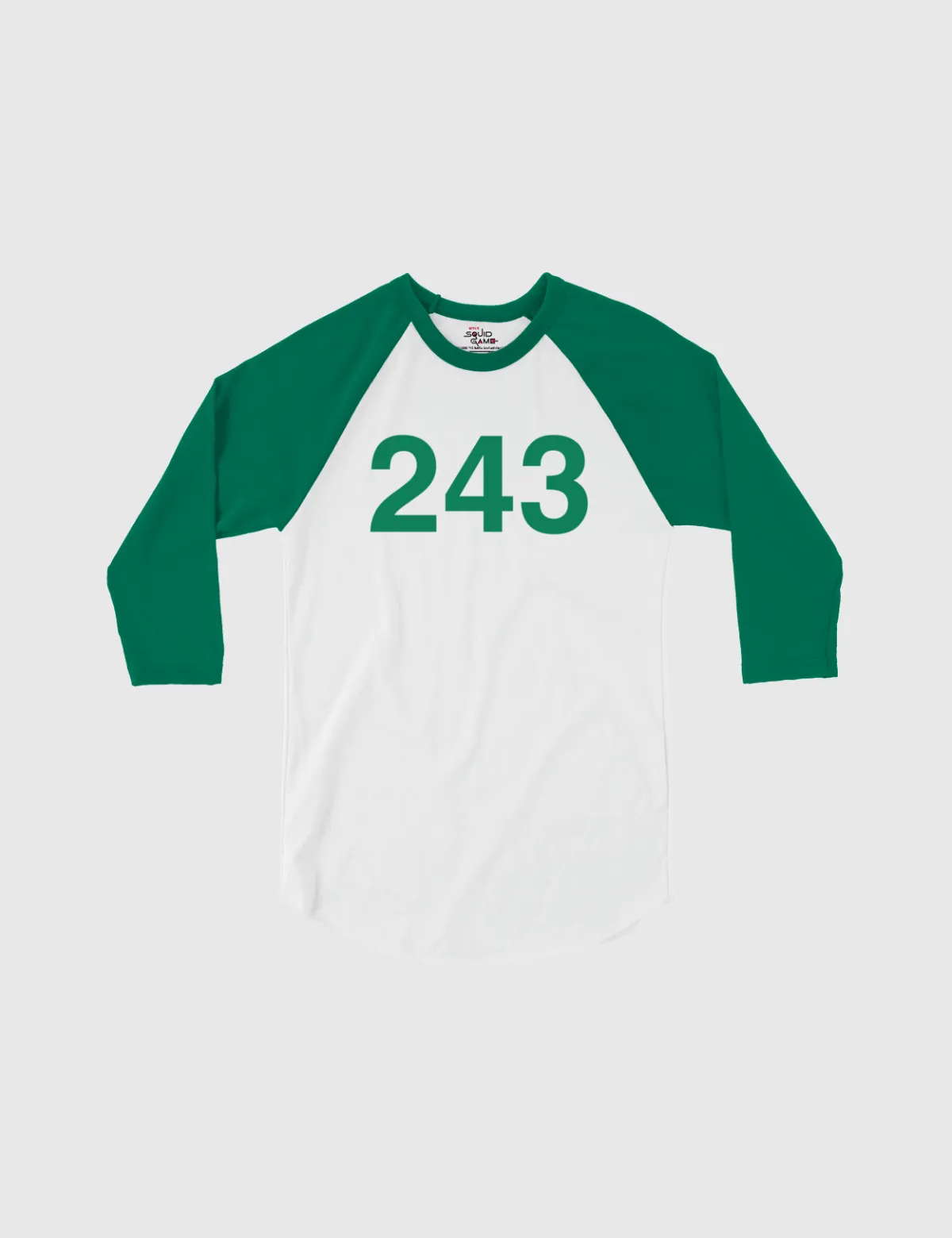 Squid Game: The Challenge Player Raglan Shirt [White/Kelly] - Player 243