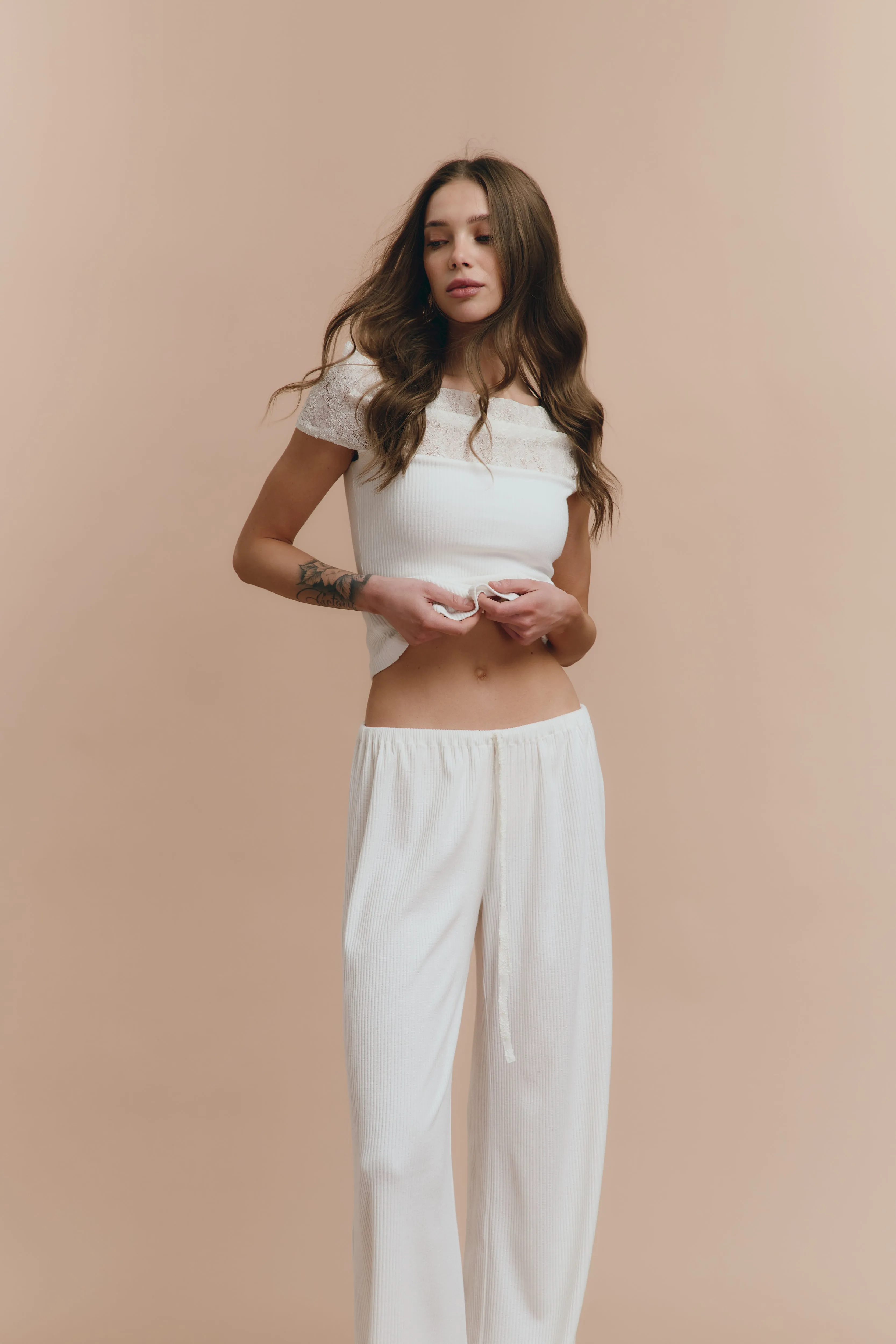 Stacy - White jersey pjs