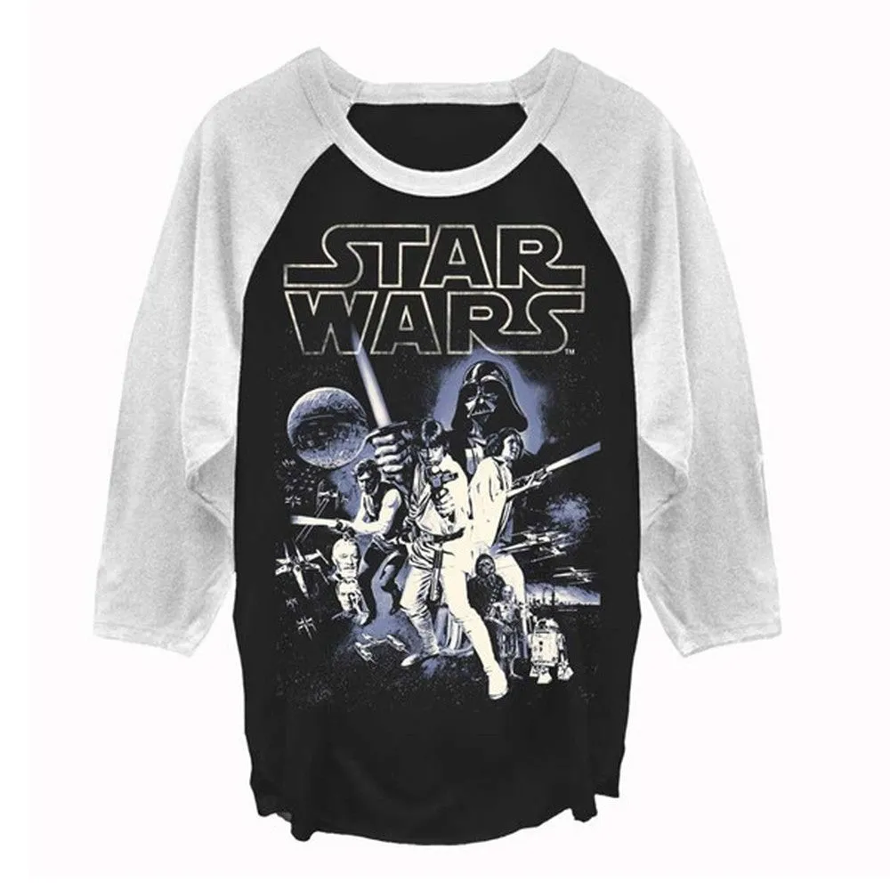 Star Wars Episode IV A New Hope Movie Poster Raglan Baseball Jersey T-Shirt