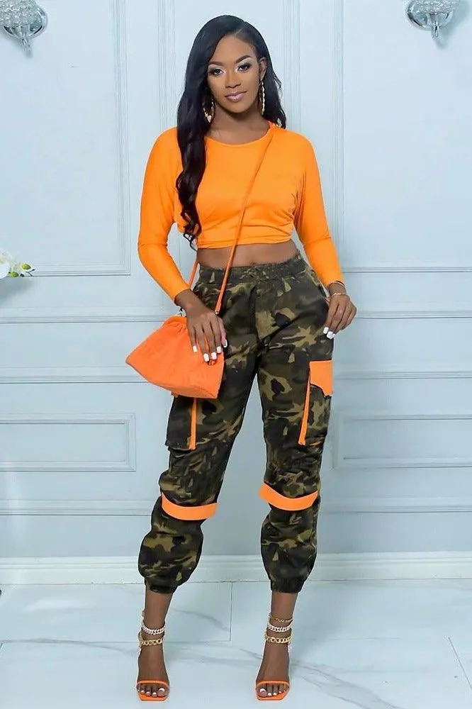 Street trend hit color pocket camouflage pants