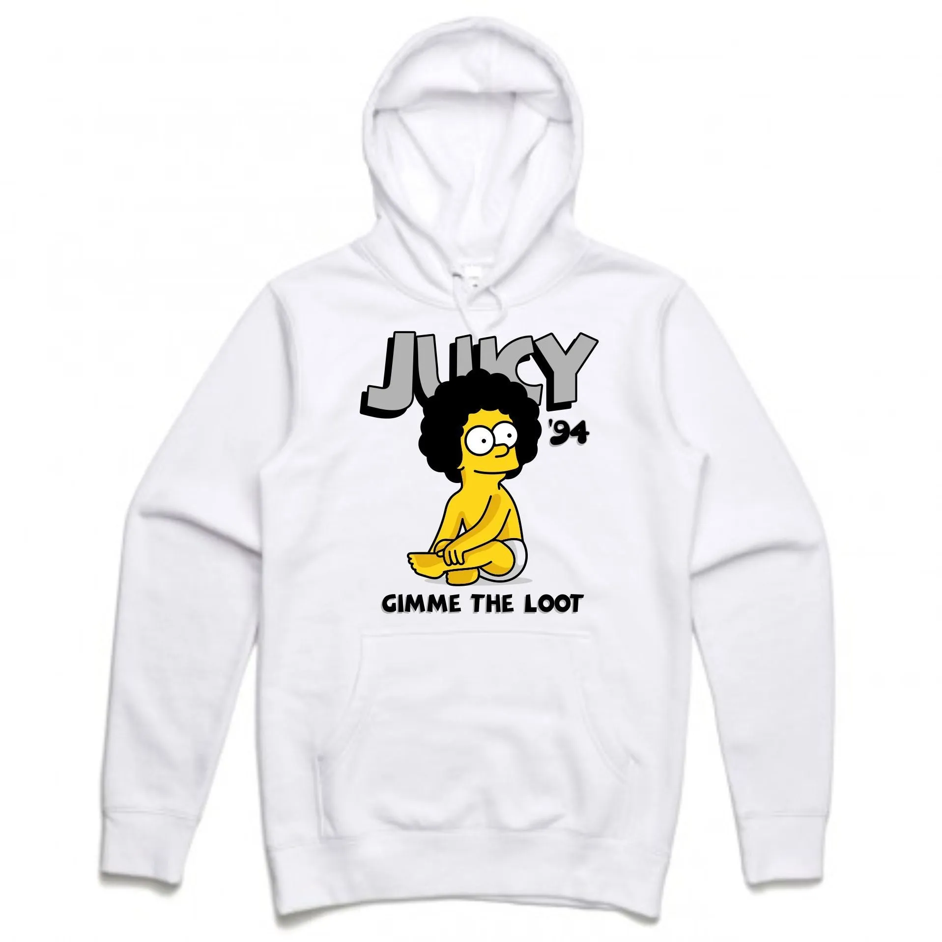 Streetwear on Demand BIGGIE BART BOOTLEG HOODIE WHITE
