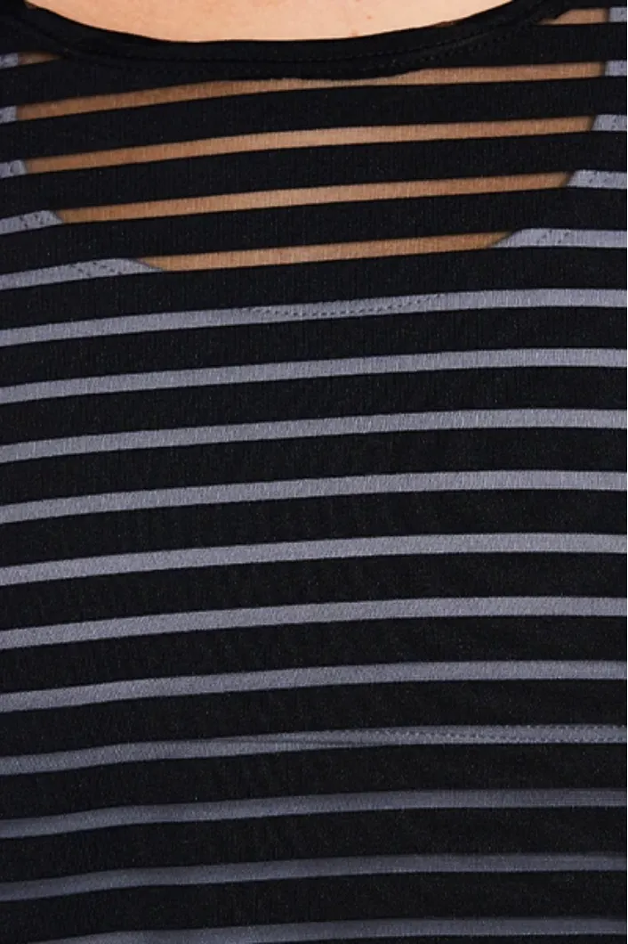 Striped Mesh White Crop Top