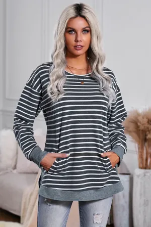Striped Sweatshirt with Slits
