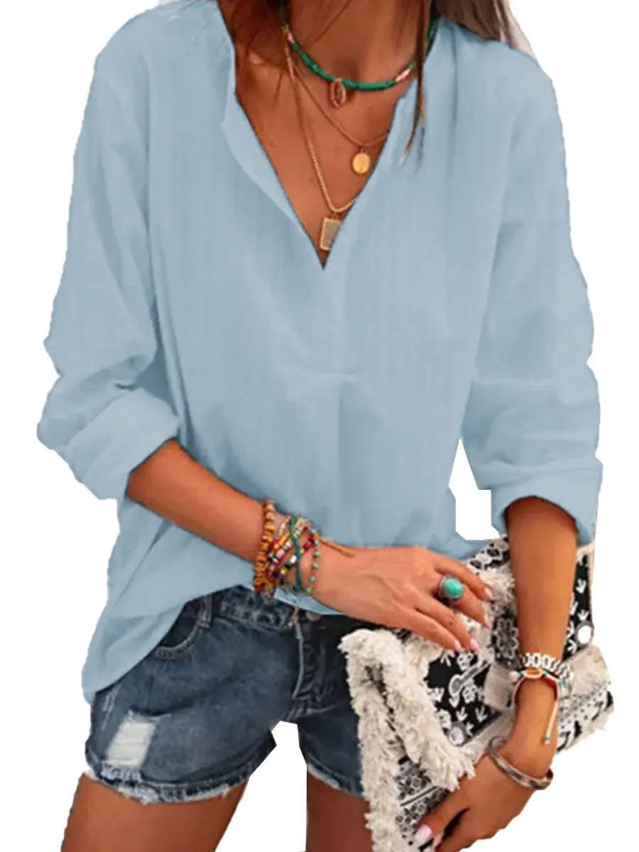 Stunncal Fashion V-neck Striped Top