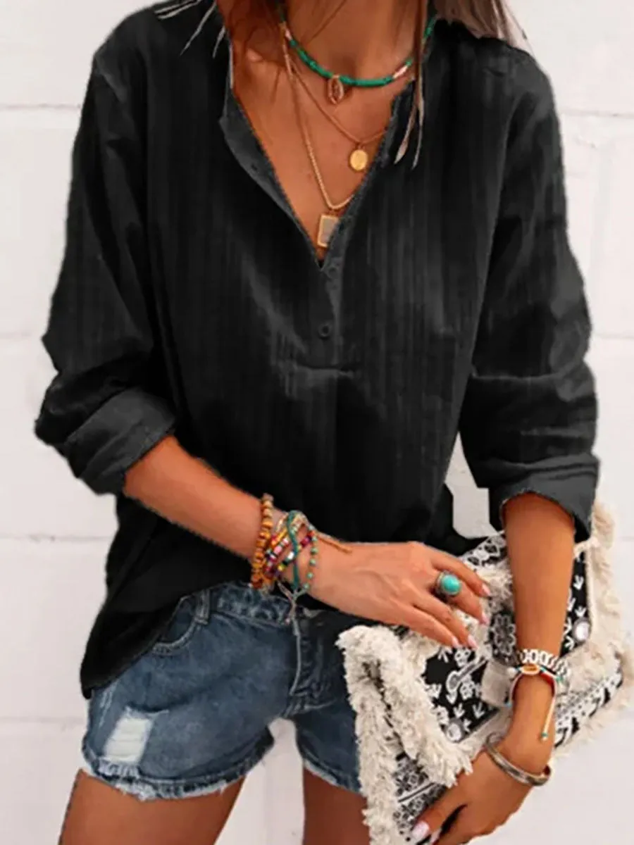 Stunncal Fashion V-neck Striped Top