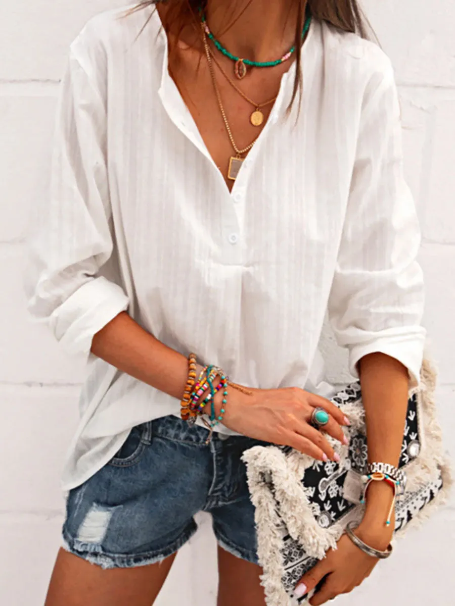 Stunncal Fashion V-neck Striped Top