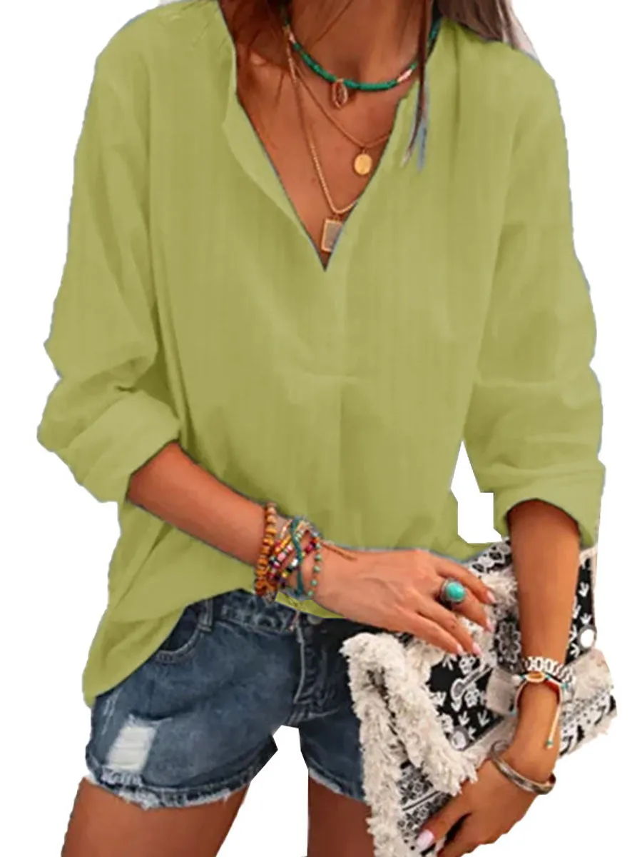Stunncal Fashion V-neck Striped Top