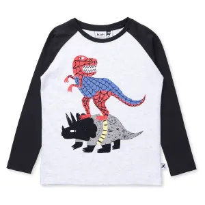 Super Dinos Tee - White Marle/Black