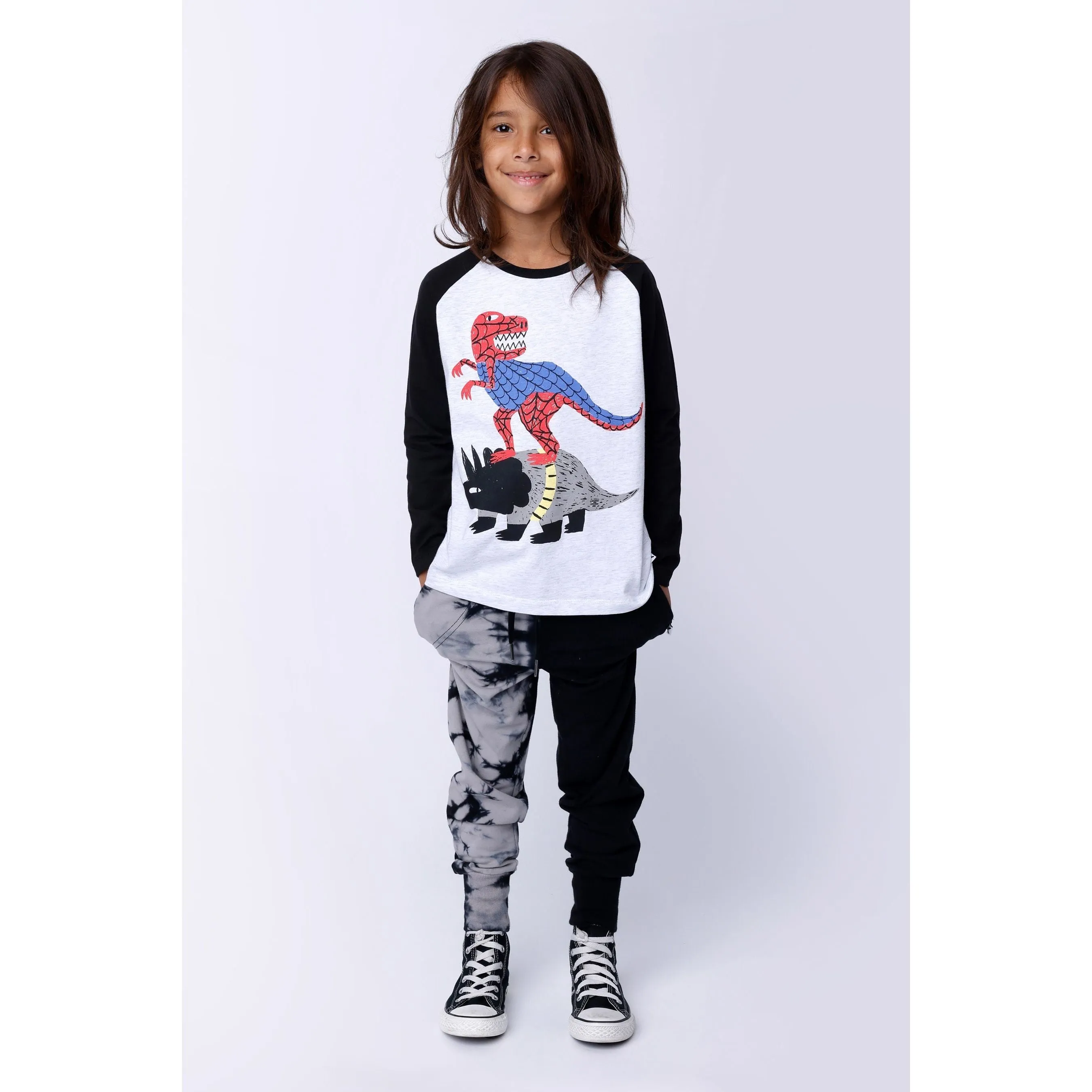 Super Dinos Tee - White Marle/Black