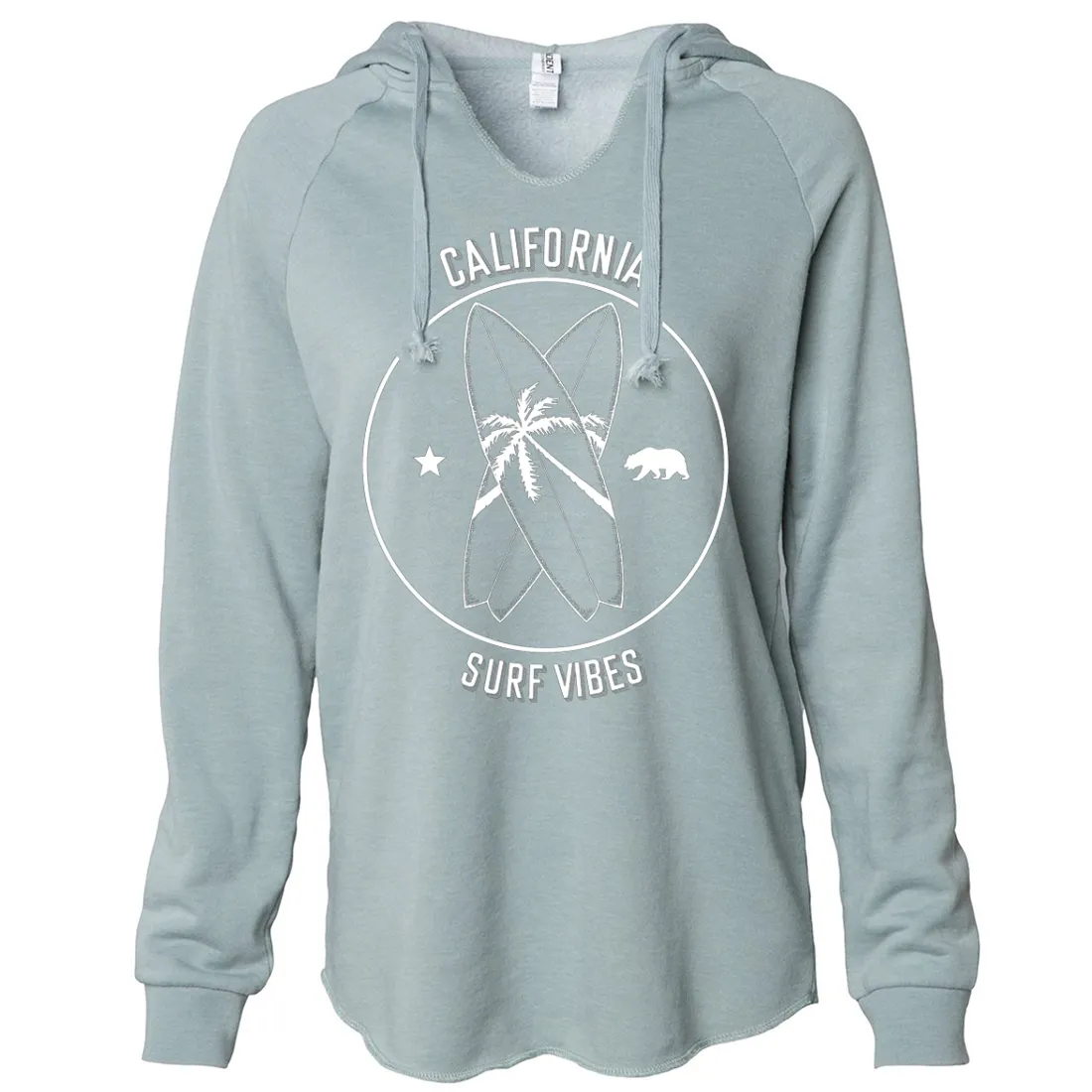 Surf Vibes White Print Women's Soft Hooded Pullover