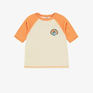 T-shirt de bain à manches courtes crème et orange, bébé || Cream and orange short sleeves swimming t-shirt , baby