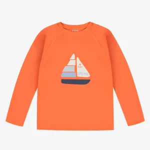 T-shirt de bain à manches longues orange, enfant || Orange long sleeves swimming t-shirt, child