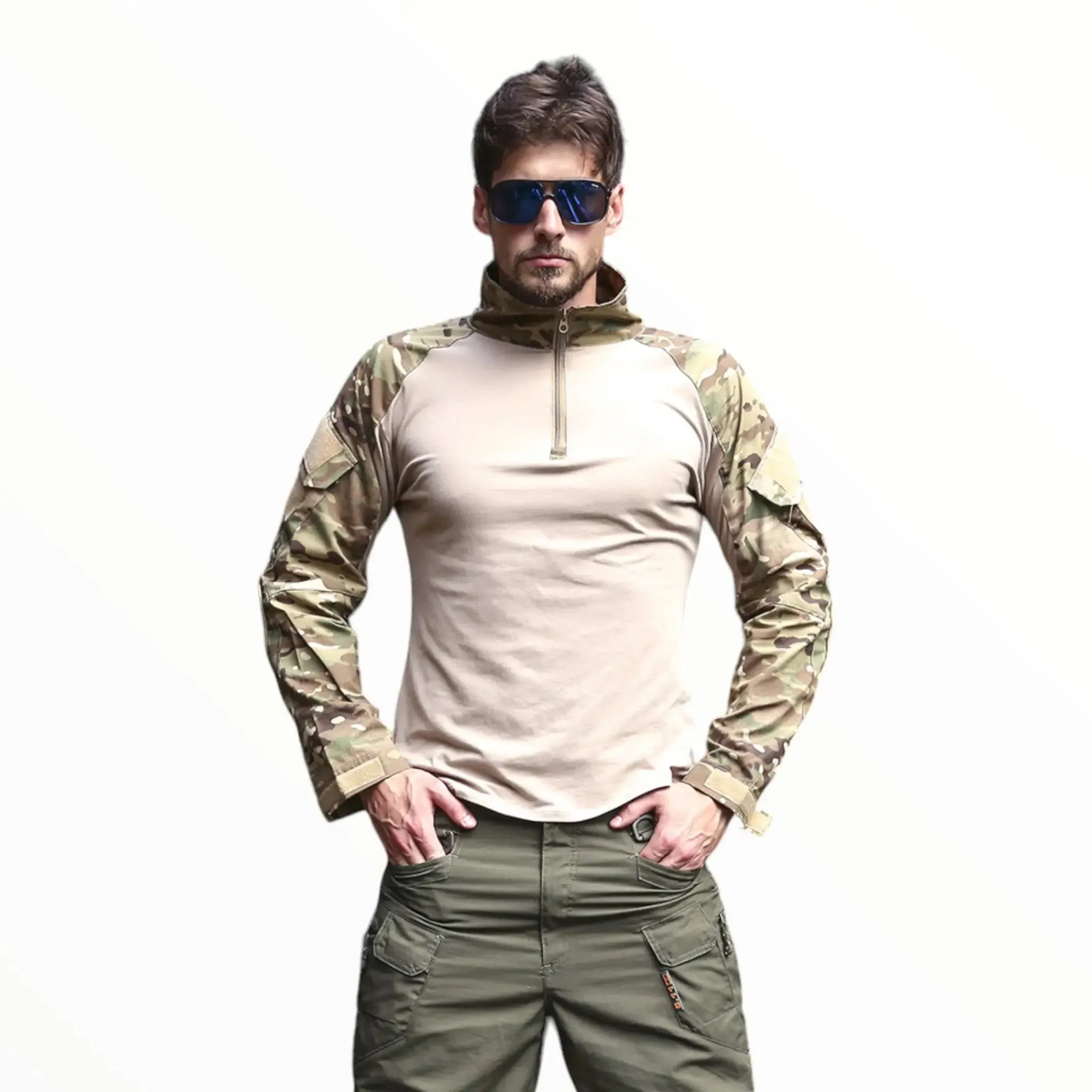 T-shirt militaire manche longue avec porte insigne
