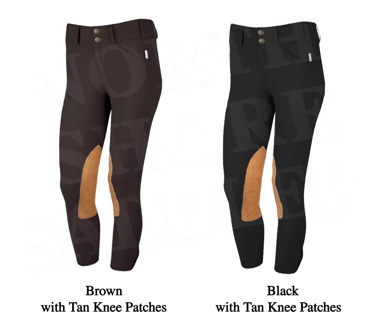 Tailored Sportsman Low Rise Front Zip Breech with Tan Knee Patches