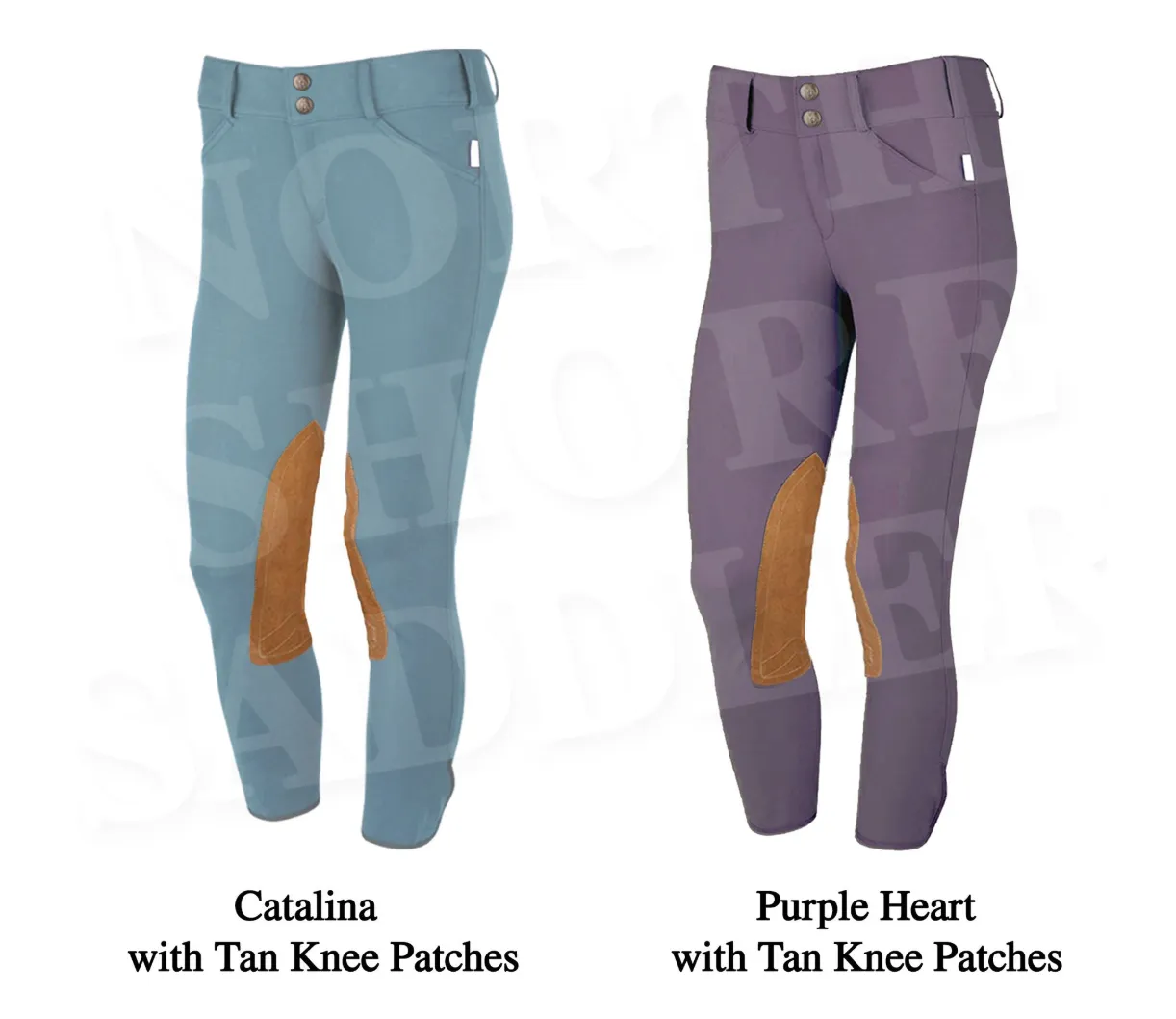Tailored Sportsman Low Rise Front Zip Breech with Tan Knee Patches
