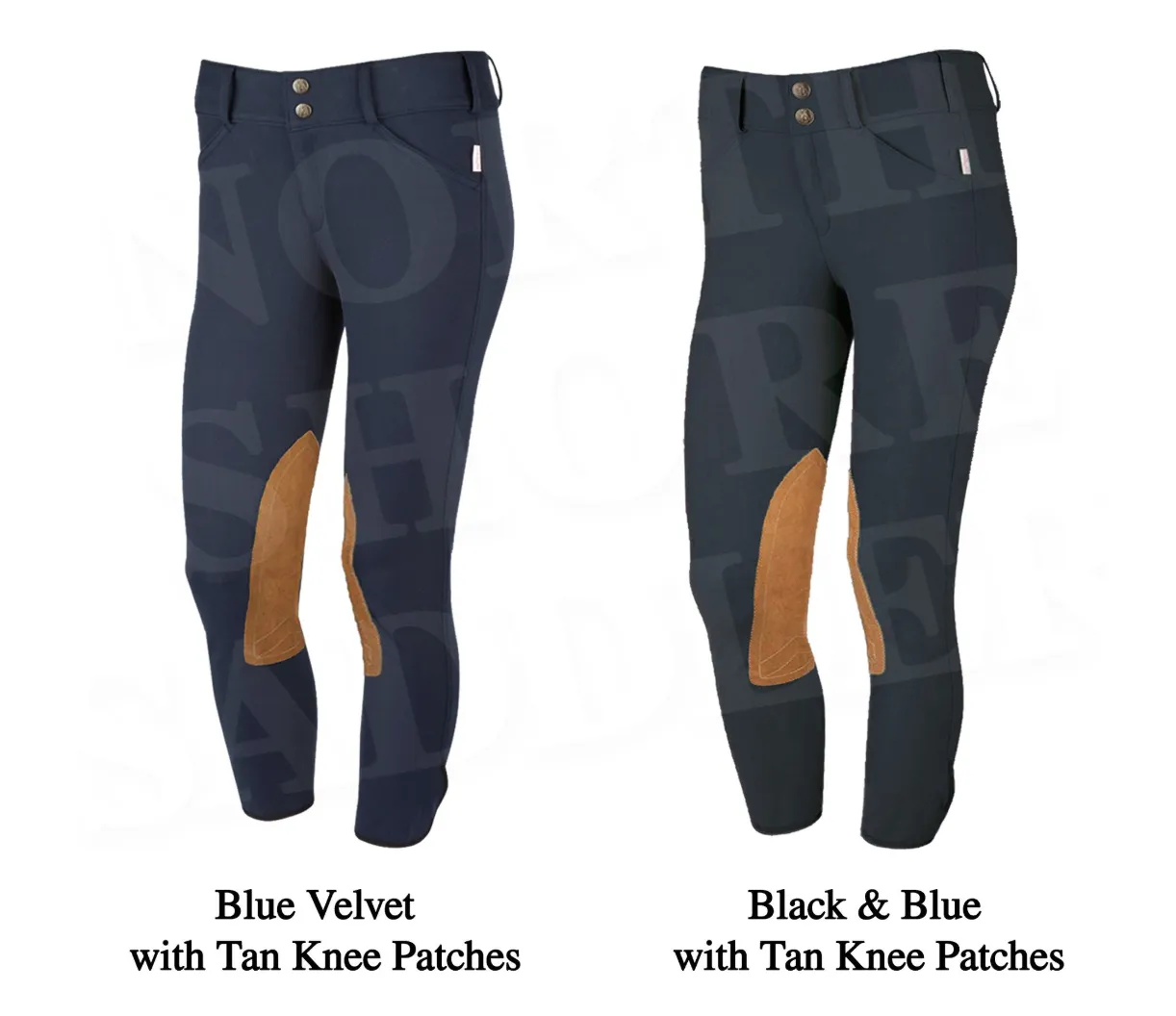 Tailored Sportsman Low Rise Front Zip Breech with Tan Knee Patches