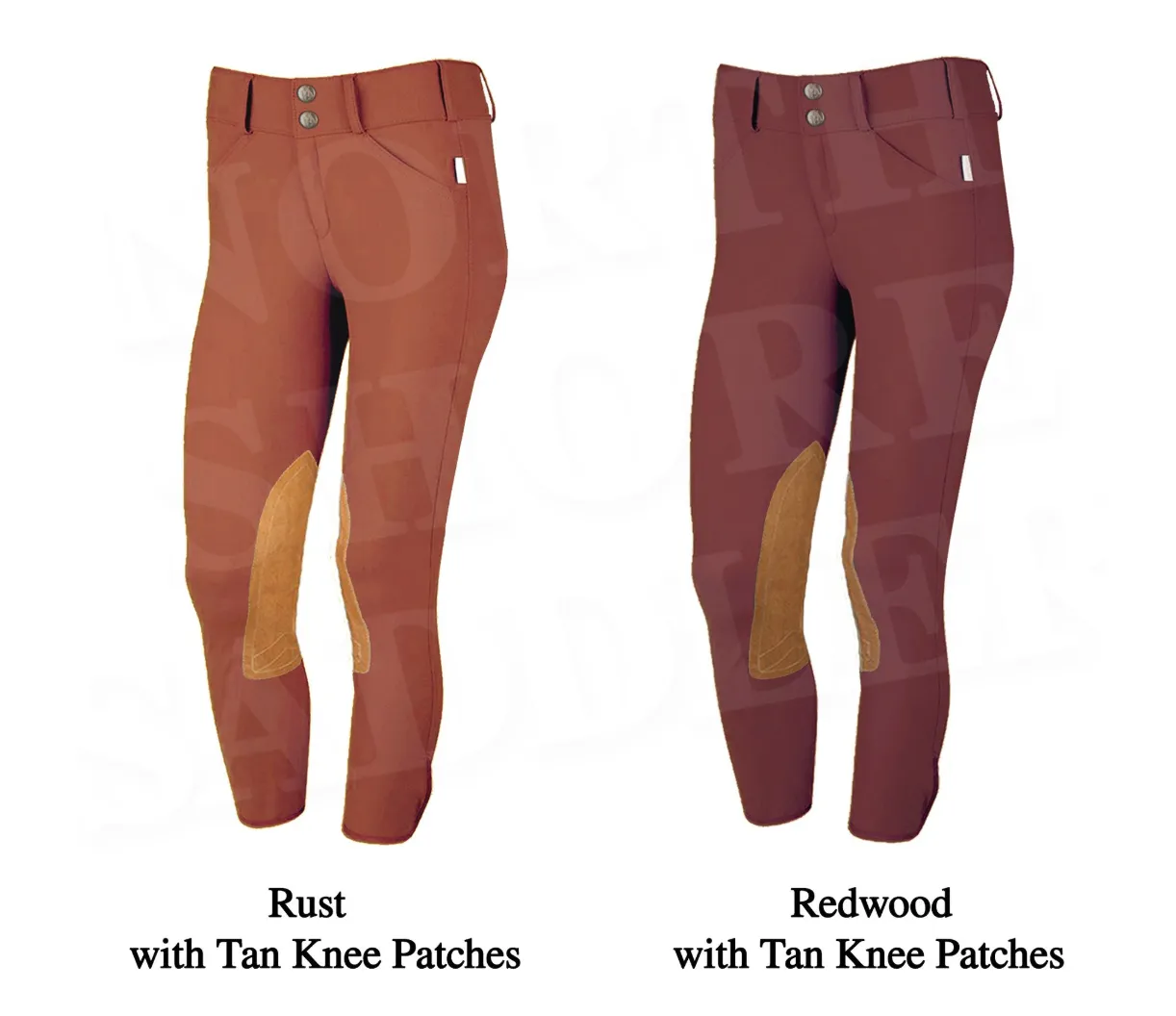 Tailored Sportsman Low Rise Front Zip Breech with Tan Knee Patches