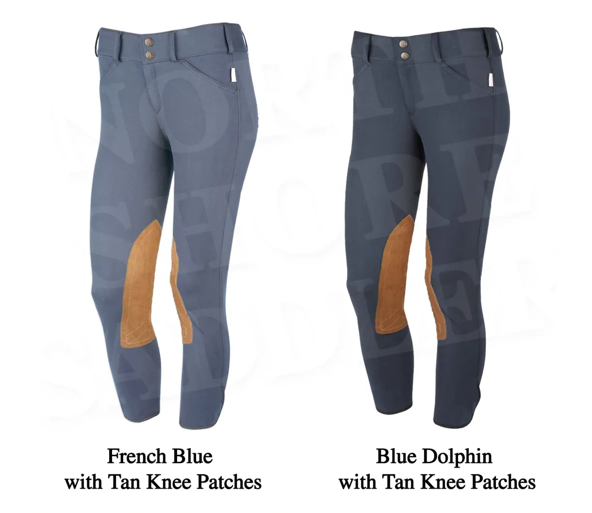 Tailored Sportsman Low Rise Front Zip Breech with Tan Knee Patches