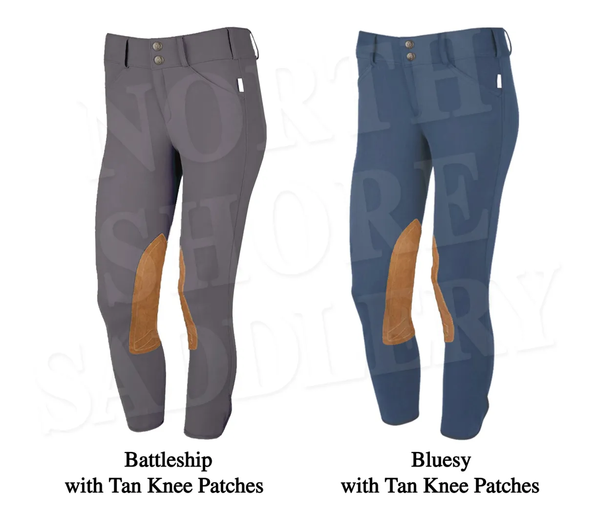 Tailored Sportsman Low Rise Front Zip Breech with Tan Knee Patches