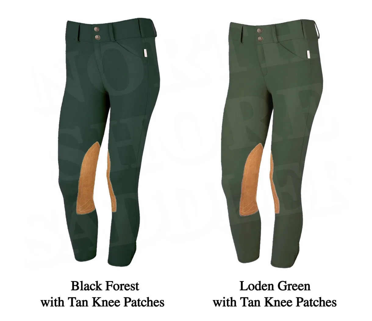 Tailored Sportsman Low Rise Front Zip Breech with Tan Knee Patches